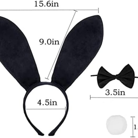 Women's Bunny Accessory Set Rabbit Ear Headband Collar Bow Tie Rabbit Tail for E - Picture 2 of 4